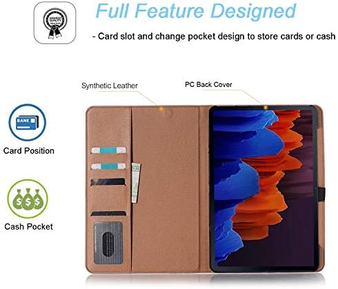 Калъф за Galaxy Tab S7 Плюс Калъф за Galaxy Tab S7 + 12.4, Автоматичен режим на събуждане APOLL [Ретро стил] Лек Тънък калъф-Чанта