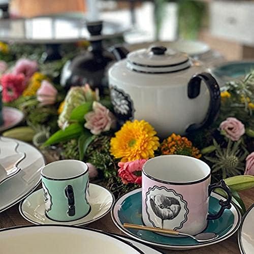 Чаена чаша с чинии Vista Alegre Herbariae, Розова от Christian Lacroix, Комплект от 4