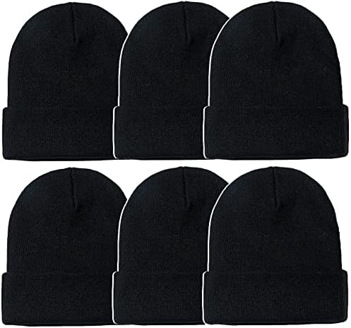 Мъжки опаковка ToBeInStyle от 6 двуслойни зимни топли базови шапки за еднократна употреба