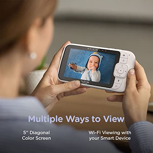 Следи бебето Хъбъл Connected Nursery Pal Cloud 5 Smart HD с камера и звук, със Сензор за стайна температура, Цифрово канче,