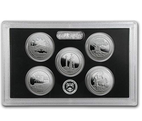 2013 S America the Beautiful Silver Quarters Proof Set - 5 монети - Изключителни монета - Доказателство за СКЪПОЦЕННИ