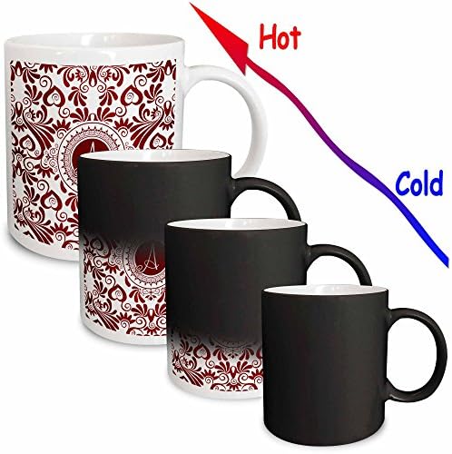 Триизмерна буква A, заобиколен от Великолепни рубинено-червени и бели swirls - Чаши (mug_245294_1)