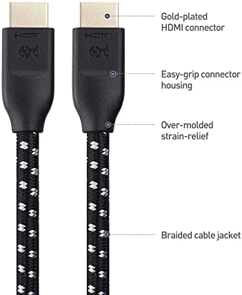 Кабел има значение [Удостоверява с ултра-висока скорост HDMI] Сплетен кабел HDMI 48 gbps 8K 16,4 фута / 5 м, с подкрепата