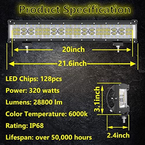Led Светлинен Панел, Moso LED 20 инча 320 W LED Страничната Стрелецът Led Прожектор Spot Разход на Светлина Led Фенер Светлини