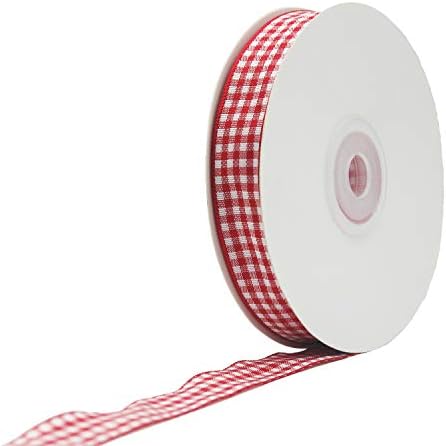 Червено-бяла Клетчатая лента, 5/8 x 25Yd Ролка, Лента за бродерия за Пикник, Червена Лента от Бъфало за Бродерия, Аксесоари за коса, Опаковки за бродерия и коледни подаръ