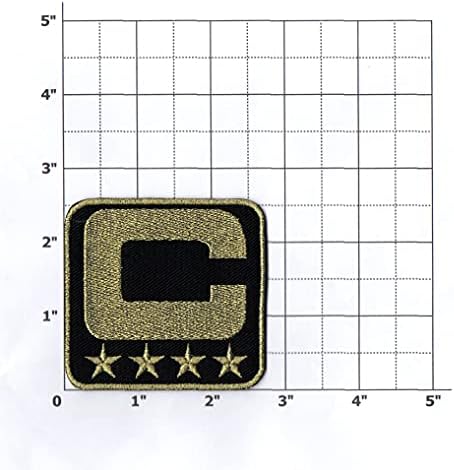 Нашивка First Anything Captain C Черен (4 златни звезди) Футбол, Бейзбол, Хокей на лед Спортна Стоманена нашивка