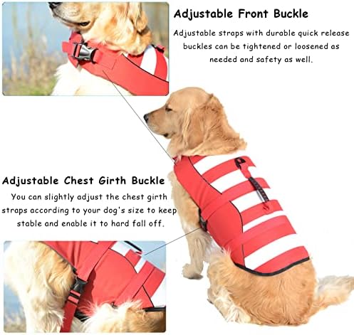 Спасителна жилетка за кучета Fragralley, защитна жилетка за плуване, Превъзходна плавателност и спасяване дръжка, Отлична видимост,