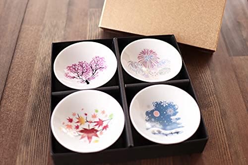 Японски комплект чаши за саке Marumo Takagi Four Seasons, променящия цвят, Цъфтят Магически чаши за саке – Черешов цвят (пролет),
