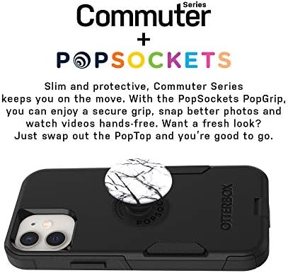 Калъф OtterBox Пакет Commuter Series за iPhone 12 Mini - (Черен) + PopSockets PopGrip - (Гълъб Бял мрамор)