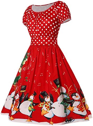 TWGONE Коледни дрехи за Жени, Дрехи в Стил на 1950-те Години, Къси Ръкави, Реколта Коктейлни Рокли за Партита, Люлки,