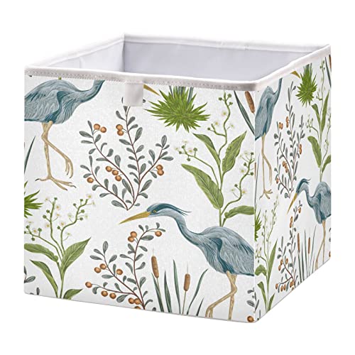 Кошница за съхранение на кубчета, с изображението на Чапли, птици, растения, Сгъваеми Кубчета за съхранение, Водоустойчив