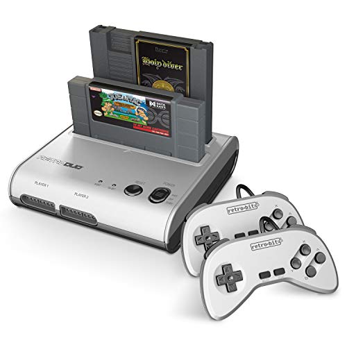 Конзолната система Retro-Bit Retro Duo 2 в 1 - за оригинални игри за NES / SNES и Super Nintendo - Черен / Червен