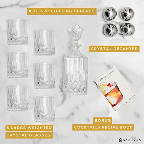 Комплект кристални графинов за уиски Nou Living от 11 теми с Бокалами – Елегантен комплект графинов за уиски и