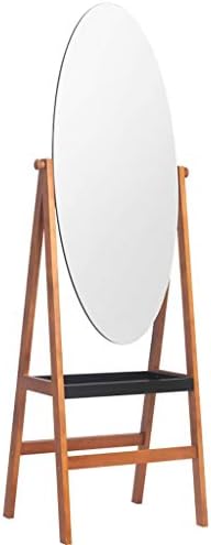 Тоалетно Огледало, Подова Тоалетен Огледало В Овална Рамка от масивно Дърво, Огледала за Грим с Регулируемо Огледало