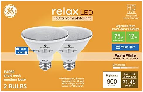 GE Relax HD 75-Ватов Еквалайзер LED Par30 С къс, с главата на Топло Бял Цвят С Регулируем лъч на Язви или прожекторной лампи