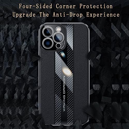 Калъф за телефон LONUO от кожа + въглеродни влакна, който е съвместим с Huawei Nova 8 Pro, със защитата на фотоапарат,