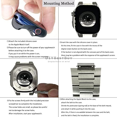 CNHKAU Луксозен комплект модификация на Apple Watch Band Case 45 мм 41 мм/40 мм 44 мм министерството на отбраната Метален