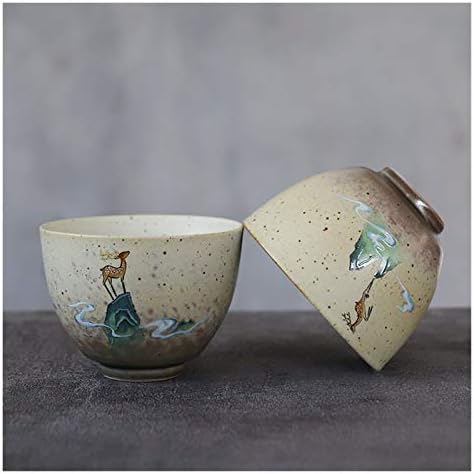Керамични Чаена чаша Ръчна изработка с Елени Китайска Чаена Чаша 90 мл (Цвят: светло жълт)