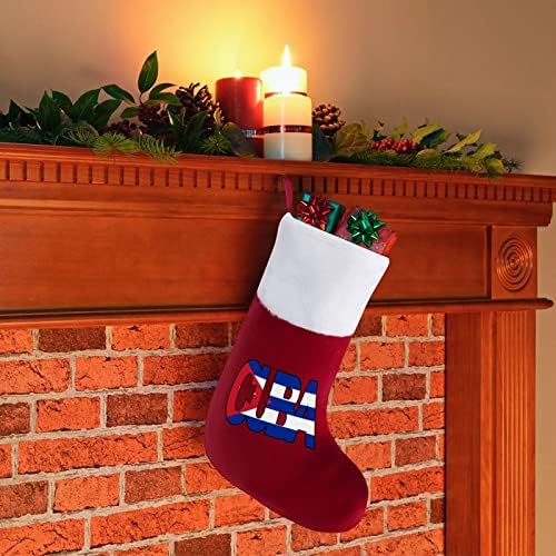 Куба Текст с Флага Коледни Окачени чорапи Чорапи за Коледно Камина Празничен Начало Декор