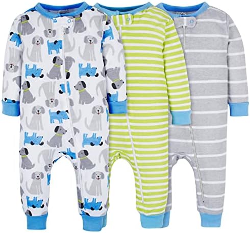 Твърди Памучен пижами Onesies Brand За малки момчета на 3 опаковки, Плътно прилепнали към тялото