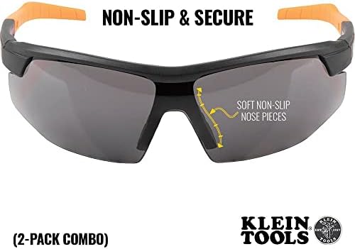 Klein Tools 60174 Защитни Очила, ЛПС, Защитни Очила с Полукадрой, Устойчиви на надраскване, Фарове за Прозрачни