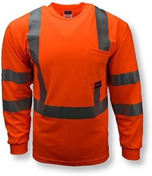 Защитна тениска от влагоотводящей окото Radians ST21-3POS-L, Клас 3 Max-Dri с дълъг ръкав, Голяма, оранжева