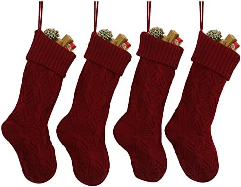 Baishitop Пълнител 18 Инча(Ите)И) 4 Персонализирани Чорапи Чанта Украса Коледен Чорап Подарък Плетене Дълги Чорапи