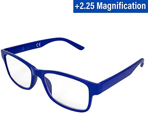 Очила за четене Global Vision + Синя дограма с увеличаване на 2,25, Прозрачни лещи и съответните поляризирани клипове
