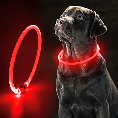 Ezierfy Light Up Нашийник за кучета - USB Акумулаторни Светещи нашийници с подсветка за домашни любимци, Къмпинг, Отразяваща