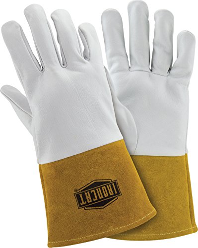 Заваръчни ръкавици IRONCAT 6141 Kidskin TIG – X-Large от кевларовой нишки, заваръчни ръкавици от 4 инча. Златна Маншет,
