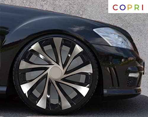 Комплект Copri от 4-Колесни накладки 15-Инчов Сребристо-черен на цвят, Защелкивающихся на ступицу, подходящ за Alfa