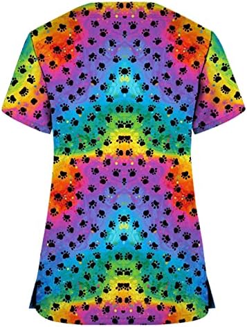 Дамски дълбоко V шията ликра блуза ототрешь блузи с къс ръкав наклон Rainbow цветен модел в техниката узелкового батика блуза Def