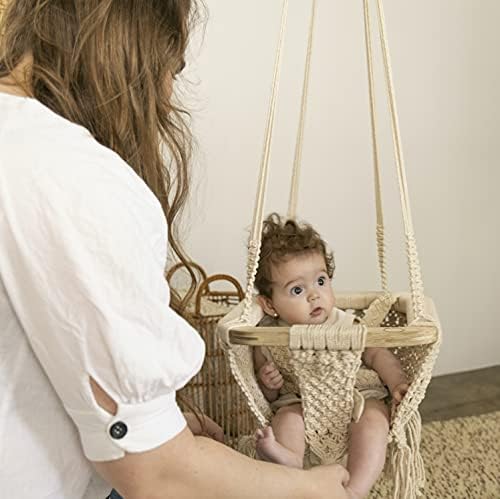 Makemake Organics Биологичното Памучно стол-люлка ръчно изработени от ресни за бебета, малки деца, детски играчки - Хамак