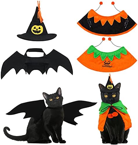 Приятел на 3 парчета котка костюми за Хелоуин Прилеп домашен любимец вещици дъждобран шапка на магьосник сладки