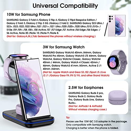 Безжично зарядно устройство за Samsung, S23 Сверхбыстрое Зарядно устройство за Galaxy S23/22/21/ Z Flip 4/3 Fold