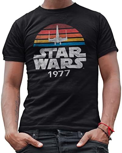 Мъжка тениска за възрастни с логото на STAR WARS 1977 Rainbow X-Wing