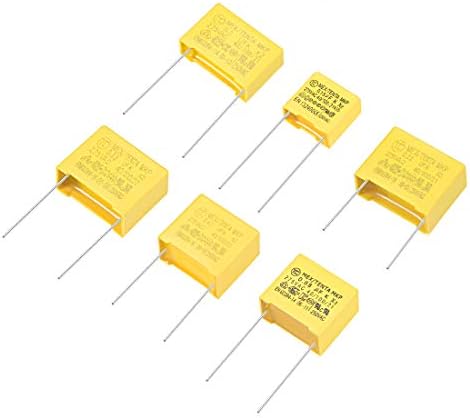 Комплект предпазни кондензатори uxcell от полипропилен DIP 275VAC X2 MKP 6 Стойност - 0,1 icf 0,15 icf 0,22 icf 0,33 icf
