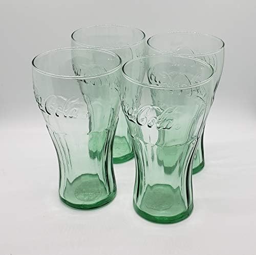 ПОДАРЪЧЕН КОМПЛЕКТ Libbey CLASSIC COCA-COLA Green Glass Tumbler от 4 чаши с височина 6 см - 16,75 унция. Размер)