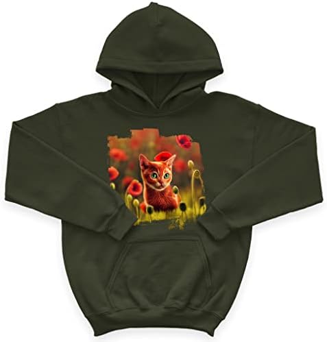 Детска hoody с качулка от порести руно Cool Cat - Детска hoody с качулка Poppy Design - Графичен hoody с качулка за деца