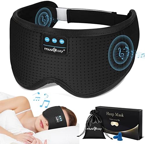 MUSICOZY Слушалки за сън с бял Шум Bluetooth-Превръзка На Главата, Маска за слушалки за сън, 3D Безжичните Музикални Слушалки