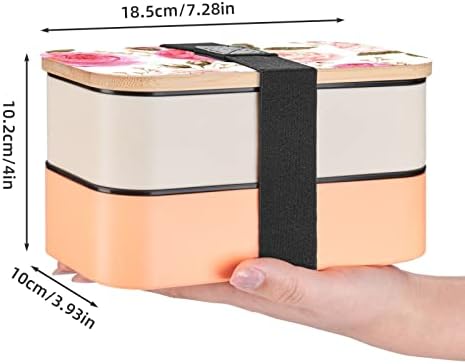 Кутия за bento с цветен модел розов цвят, с подобрени регулируема каишка, штабелируемый за многократна употреба запечатан контейнер за храна, не съдържа Bpa, модерен 2-т