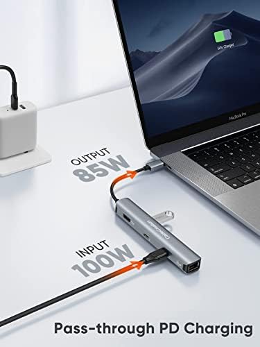 Многопортовый Адаптер C USB Хъб в комплекта CableCreation 6-в-1 USB-C Хъб с конектор HDMI към DVI конектора 0,5 крака 2 Бр.