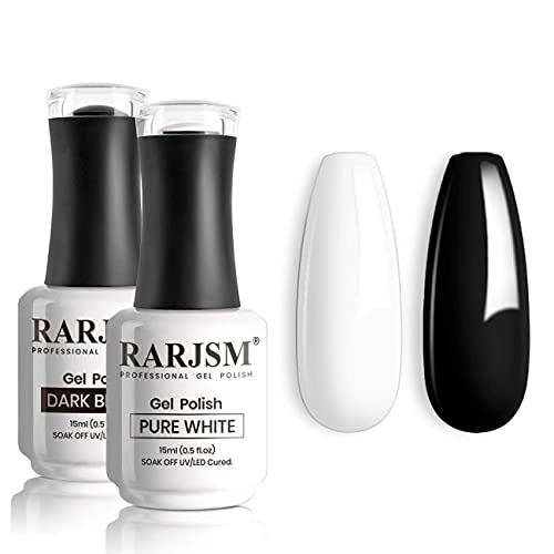 RARJSM Треска Блестящ Гел-Лак с 15 мл Черен, Бял на Цвят Гел-Лак за нокти, Блестящ Гел-Лак За нокти Soak Off, UV Led