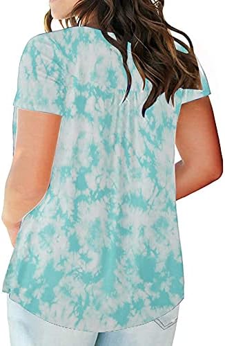 Летни Дамски Блузи Размера на Плюс, Ризи с копчета с V-образно деколте, Ежедневни Блузи с Къс Ръкав, Тениски Свободно