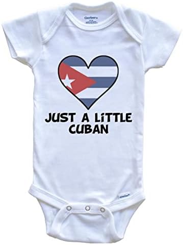 Просто Малко Кубински едно Парче Детски Боди - Забавен Детски Боди с Флага на Куба