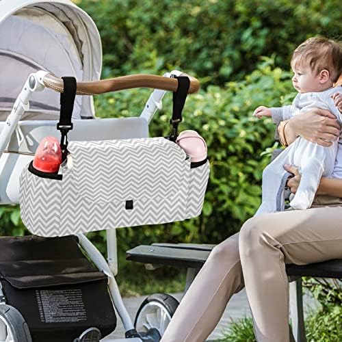 visesunny Органайзер за детска количка Сива Чанта за аксесоари за количка, в вълнообразни райета, Голямо пространство
