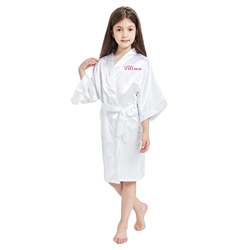 Сладки Сатен Персонализирани халати за момичета, Размери от 3 до 14 години, Халат за баня с цветя модел за момичета, Красиви