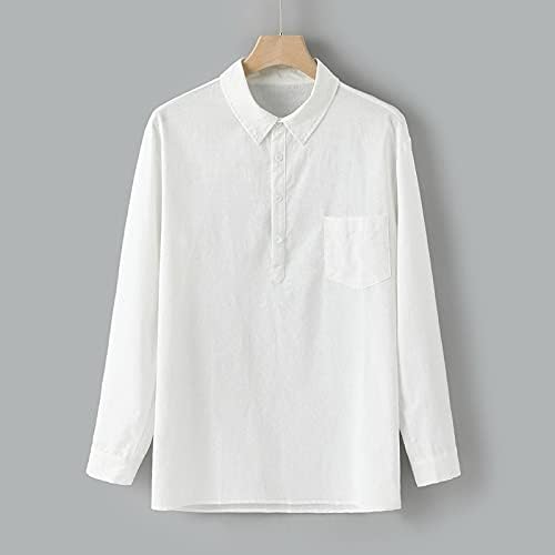 GDJGTA Мъжки Памучен Риза с Отложным яка и Множество джобове, Мешковатая Лятна Бельо Мъжки Блуза, Мъжки t-shirt
