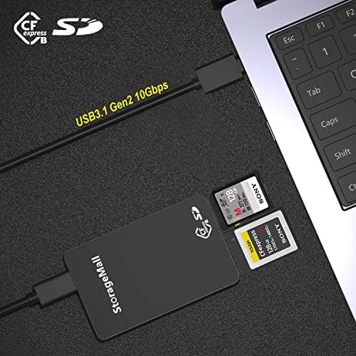 Четец на карти с памет CFexpress Type B и SD с два слота за USB 3.1 Gen2 10 Gbit/с четец на карти с памет CFexpress B/SD Портативно