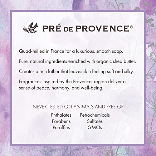 Част от сапун ръчно изработени Pre de Provence, Натурален френски грижа за кожата, Обогатен с органично масло от шеа, четири